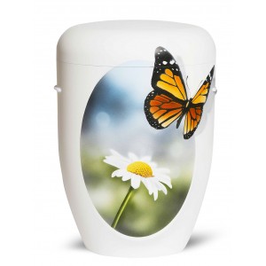 Hand Painted Biodegradable Cremation Ashes Funeral Urn / Casket – Monarch Butterfly Wildlife